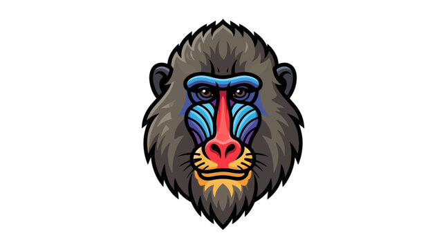 Fierce Mandrill Head Mascot Vector Illustration