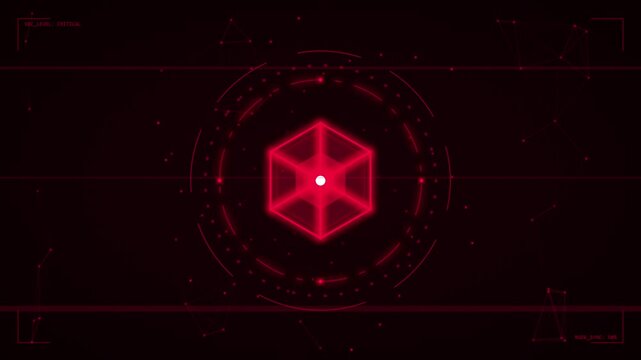 Futuristic digital interface switching to a core compromised warning