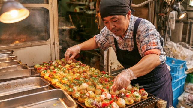 Street food vendor cooking