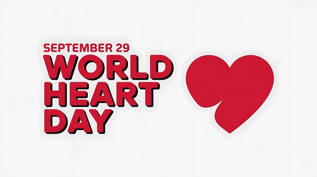 World Heart Day Awareness Heart Shape Design with September 29 Date