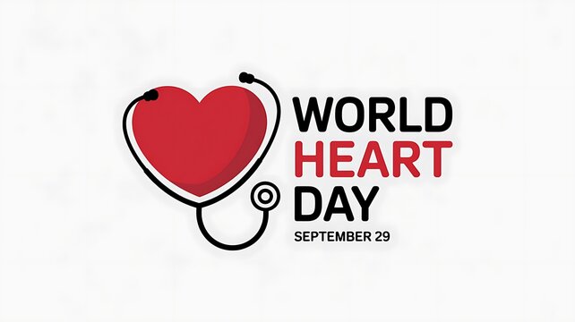 World Heart Day Awareness Heart Shape Design with September 29 Date