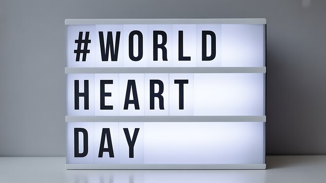 World Heart Day Awareness Lightbox Sign Heart Health Cardiovascular Care and Wellness Campaign