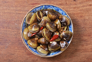 Fototapeta premium Marinated river clam, Taiwan food appetizer