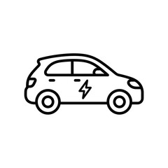 Fototapeta premium Electric hatchback car outline icon representing eco friendly urban mobility and green automotive transport with electric hatchback charging