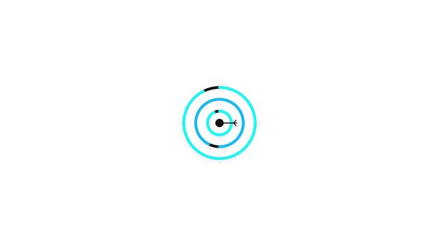 Target bullseye arrow animation, minimal business goal dartboard icon loop, marketing strategy symbol 4k