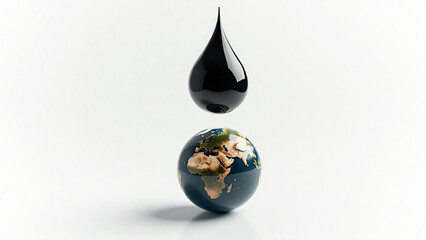 Fototapeta premium Crude Oil Over Globe Symbolizing Environmental Impact and Global Awareness