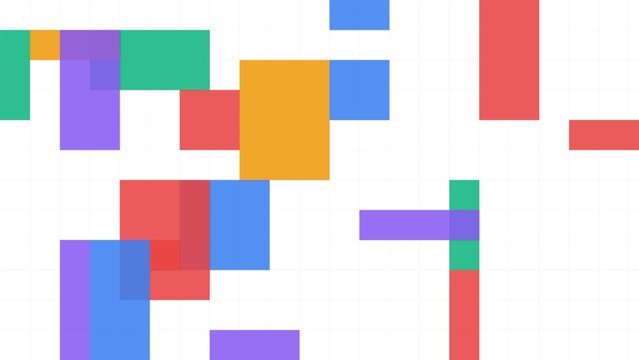Abstract background with colorful geometric rectangles and squares on a white background