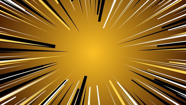 Dynamic Golden Speed Lines and Abstract Zoom Explosion Comic Book Style Background