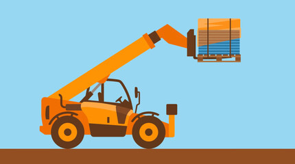 Telehandler Lifting Materials Vector Illustration © Bima