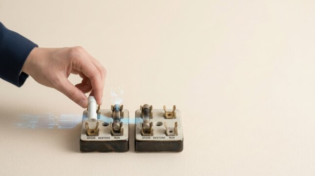A person's hand touching a switch to represent business recovery planning as quick restoration of operations