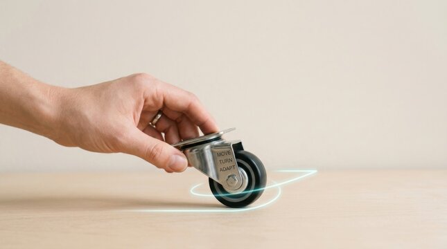 Person holding small device to illustrate business agility through quick direction changes while maintaining motion