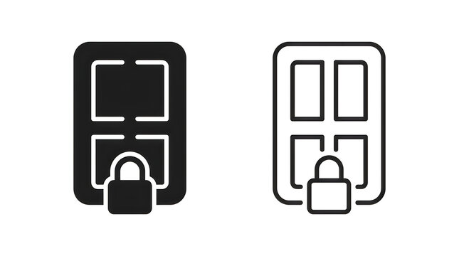 Locked double and single door icons