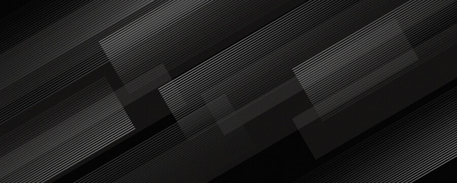 Abstract Black Background with Diagonal Metallic Louver Pattern and Overlapping Geometric Layers
