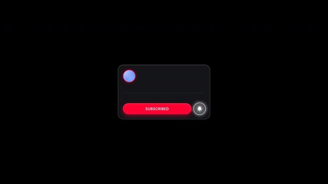 Frosted glass subscribe button animation with bell notification click