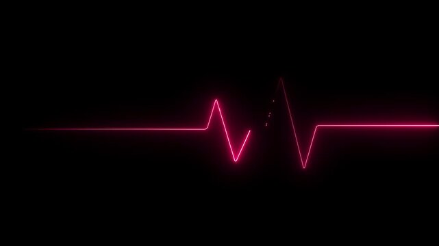 A vivid neon pink electrocardiogram line pulsates with energy against a deep black background, symbolizing a strong and healthy heartbeat with a clear pulse and vital signs