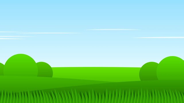 Minimalist cartoon landscape with rolling hills and grass