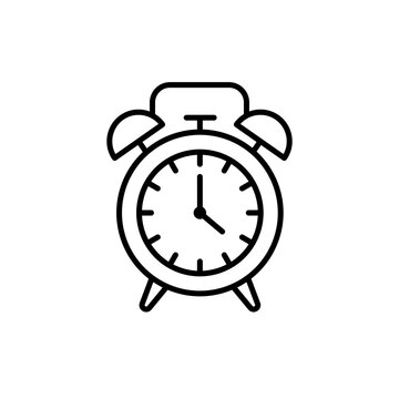 Minimalist alarm clock line icon for time management
