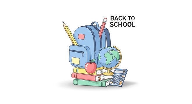 Colorful school supplies illustration for back to school campaign design