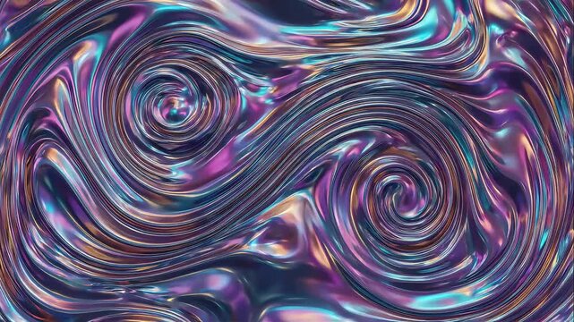 Abstract Swirling Iridescent Liquid Metal Surface Flowing Texture Background