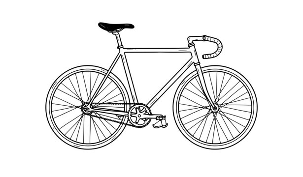 Fixed gear bicycle doodle icon hand drawn track bike sketch vector illustration