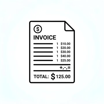 Simple Invoice Document Icon for Business Billing and Accounting