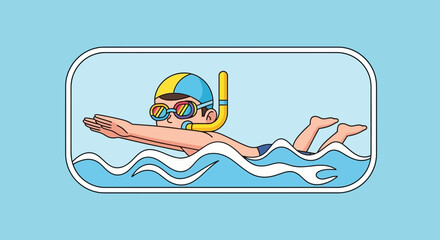 Fototapeta premium swimmer in water, snorkeling illustration