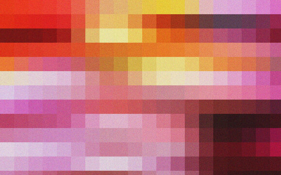 Horizontal sunset gradient pixel mosaic with shades of purple pink and orange for peaceful evening nature concepts