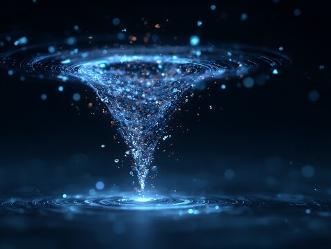 Blue Glowing Particle Vortex Abstract Background