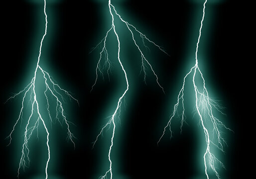 Some different lightning bolts isolated on black