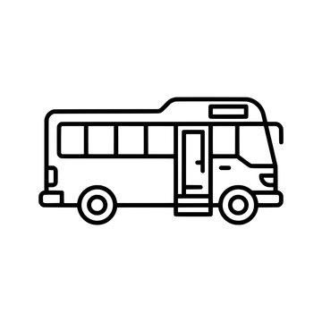 City transit bus flat front public transport outline line art vector icon