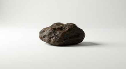 Naklejka premium Single dark gray rock on white.