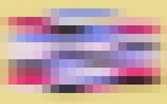 Pastel colored horizontal mosaic pattern with soft pink blue and yellow pixel blocks for decorative digital backgrounds
