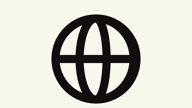 Black globe symbol minimalist design suitable for web graphics. Ideal for digital icons, global communication, technologyrelated projects, and brand identity.