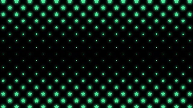 Green Star Lights Twinkling on Black Background, Seamless Loop