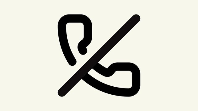 Symbol of a black telephone handset with a slash mark, indicating a mute or silent mode. Suitable for communicationrelated banners.