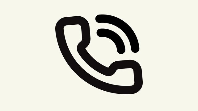 Black telephone handset symbol icon for notification sound waves. Suitable for graphic designs needing simplistic communication elements.