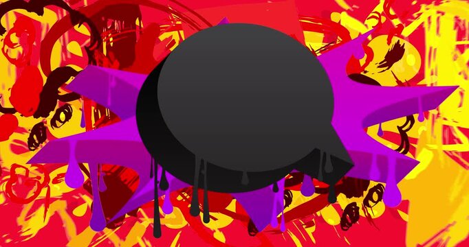 Graffiti speech bubble animation. Abstract modern Messaging sign street art decoration video, Discussion icon performed in urban painting style.