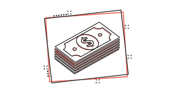 Stack of money icon, isometric view, dollar sign. Vector illustration.