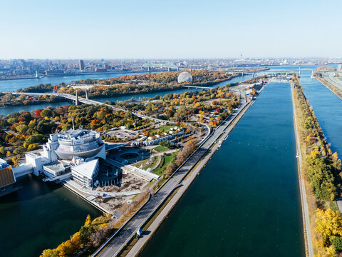 Speed road circuit, casino, Biodome and rowing canal on the Notre-Dame island, Montreal, Canada