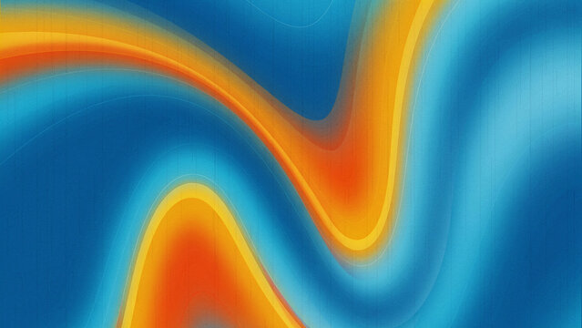 Vibrant abstract waves featuring flowing liquid curves in bright orange and deep blue gradient color palette