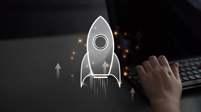 Startup launch and business growth concept, rocket symbolism, entrepreneurship, startup innovation, and early-stage success strategies for new business development and expansion. Muxer