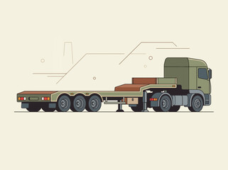 Fototapeta premium Modern Flatbed Truck Illustration For Logistics and Transport Needs