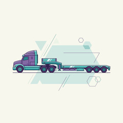 Fototapeta premium Modern Flatbed Truck Illustration For Logistics And Transportation Designs