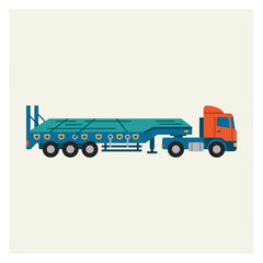 Naklejka premium Modern Flatbed Truck Illustration For Logistics And Heavy Haulage