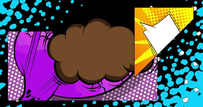 Cartoon background animation, comic book backdrop video. Retro comics pop art design.
