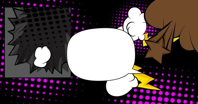Cartoon background animation, comic book backdrop video. Retro comics pop art design.