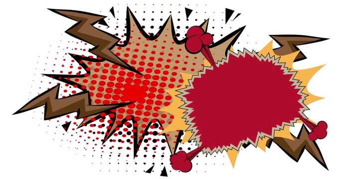 Cartoon background animation, comic book backdrop video. Retro comics pop art design.