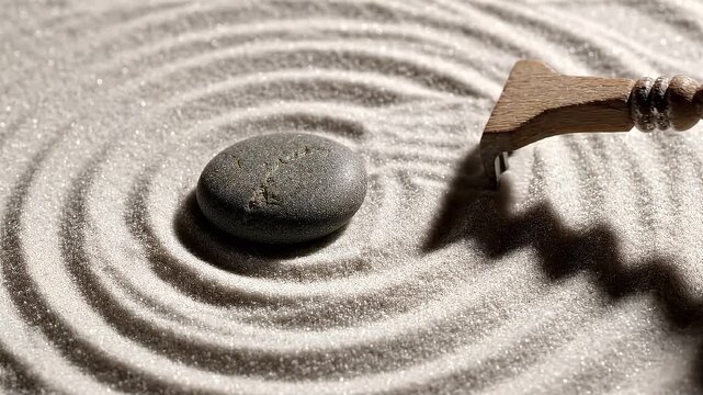Zen garden stone raked sand serene meditation balance tranquility peace calm mindfulness