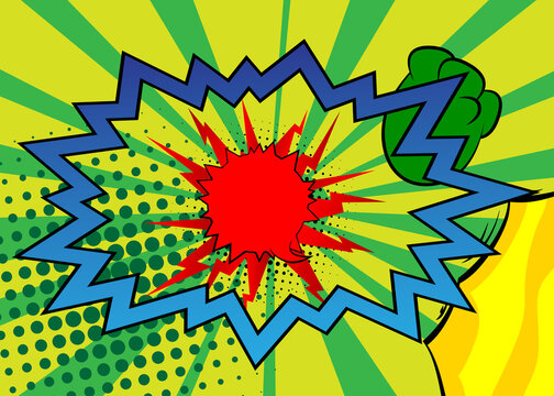 Modern creative pop art vibrant comic book style background. Cartoon effects explosion design.