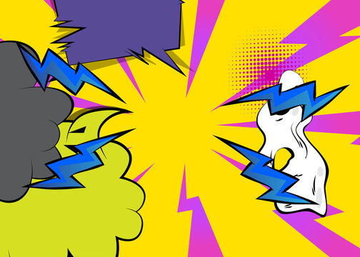 Modern creative pop art vibrant comic book style background. Cartoon effects explosion design.